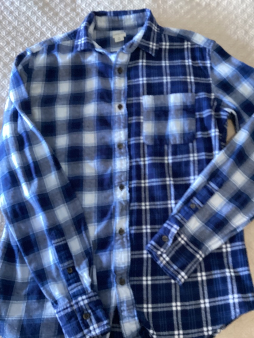 Jcrew Crewcuts boys size 16 blue plaid flannel Oxford shirt